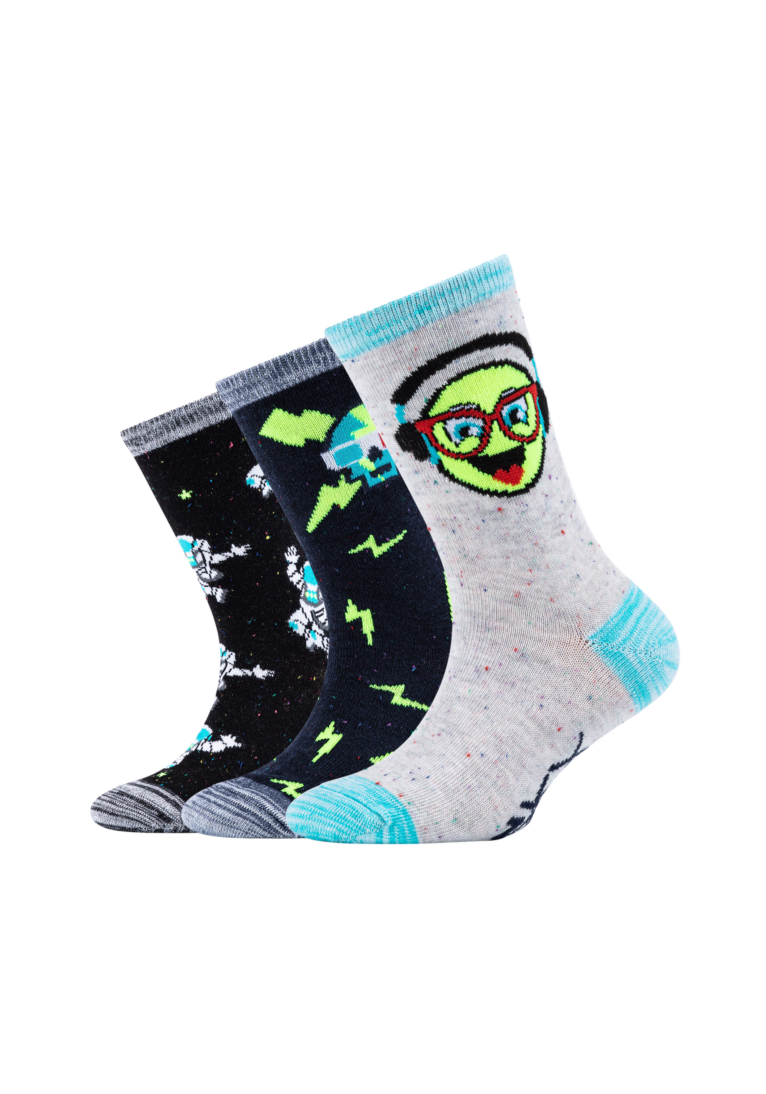 Boys casual space and smileys Socks 3p