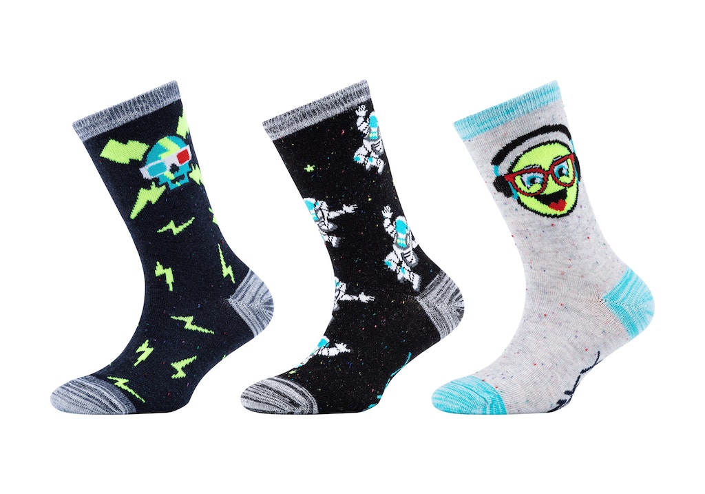 Boys casual space and smileys Socks 3p